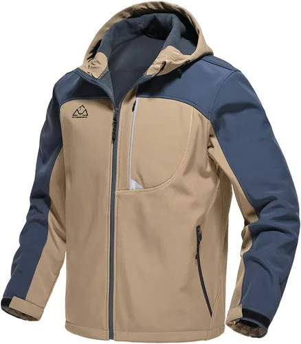 Vista 12 de Gopune Chaqueta Ligera de Carcasa Suave para Hombre con Forro Polar Impermeable con Capucha para Senderismo Chaqueta de Invierno