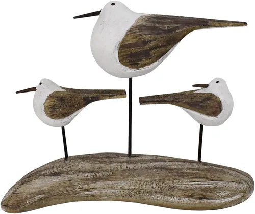 Vista 11 de Estatua de pájaro marino de madera, gaviota en el soporte, escultura náutica de aves costeras, para interiores y exteriores, figura de animales
