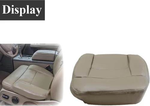 Vista 4 de NLQR Funda de asiento de repuesto inferior del conductor delantero beige tostado HW EW piel de microfibra compatible con Ford F-150 Lariat STX XL