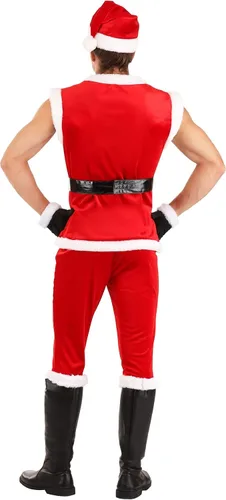 Vista 4 de Disfraz sexy de Papá Noel para hombre, traje sexy de Papá Noel, traje de Papá Noel rojo para Navidad, Halloween o fiestas de vacaciones