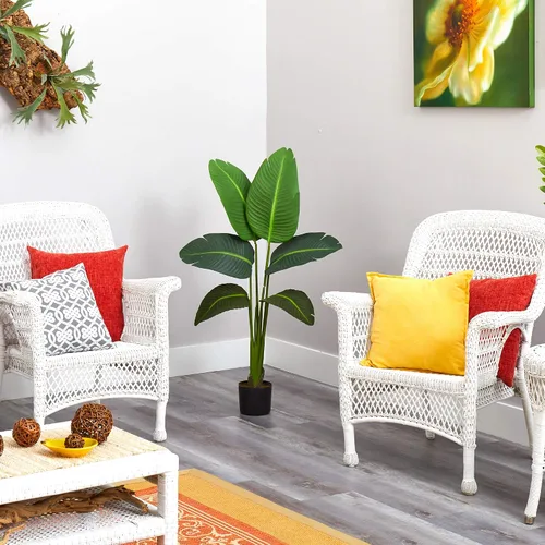 Vista 4 de Nearly Natural Planta artificial Travelers Palm de 45 pulgadas (tacto real)