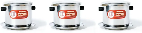 Vista 14 de Juego de filtros de café vietnamita También se le conoce como cafetera vietnamita o prensa extragrande, Acero inoxidable