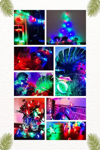 Vista 6 de Guirnalda de luces decorativas 3D LED para decoración de interiores de la casa en festivales, estrellas brillantes y lunas, suministros de fiesta