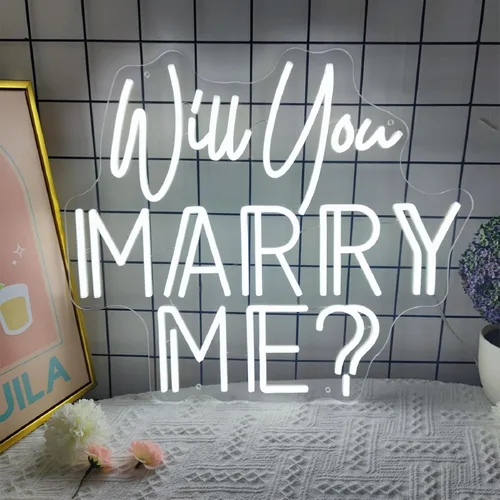 Vista 6 de Letrero de neón con texto en inglés «Will You Marry Me» para decoración de pared, letreros LED, 30 pulgadas de Mr & Mrs para decoración de pared