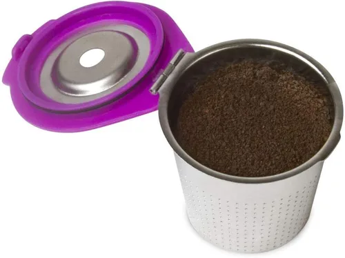 Vista 2 de Café Flow - Cápsula de café reutilizable de acero inoxidable de 2 artículos + vasos de papel desechables de 100 unidades, compatible con cafeteras