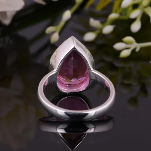 Vista 88 de PANOPLY Bio Pink Doublet Quartz Solid 925 Sterling Silver Ring for Women