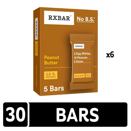 Vista 4 de RXBAR Barras de proteínas, 0.44 oz de proteína, aperitivos sin gluten, mantequilla de maní (6 cajas, 30 barras)