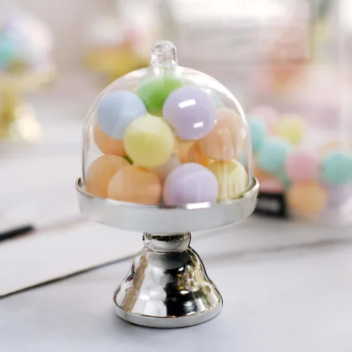 Vista 8 de Efavormart - Paquete de 12 soportes transparentes para cupcakes de 3 pulgadas, soporte de placa de exhibición de dulces con cúpula para bodas