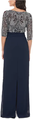 Vista 2 de JS Collections Vestido de noche drapeado adornado para mujer