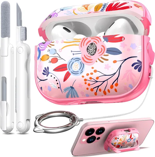 Vista 64 de RFUNGUANGO AirPods Pro Funda Transparente TPU Suave Transparente Blanco