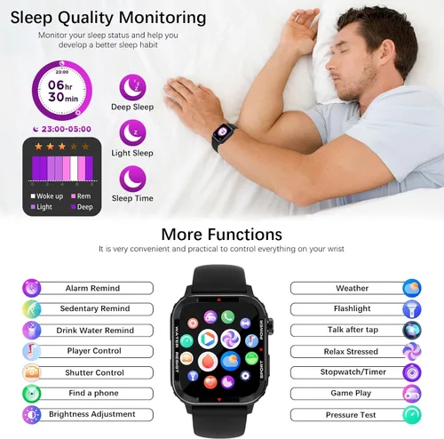 Vista 6 de Relojes inteligentes para hombres (respuesta/hacer llamadas), rastreador de fitness con 123 modos deportivos, monitor de frecuencia cardíaca, Spo2