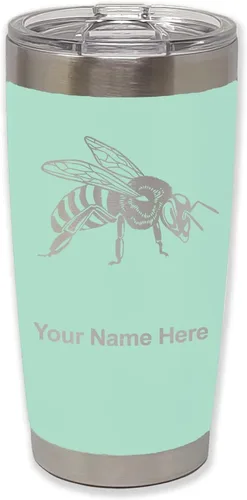 Vista 7 de LaserGram Vaso aislado al vacío de 20 onzas, abeja miel, grabado personalizado incluido (negro)