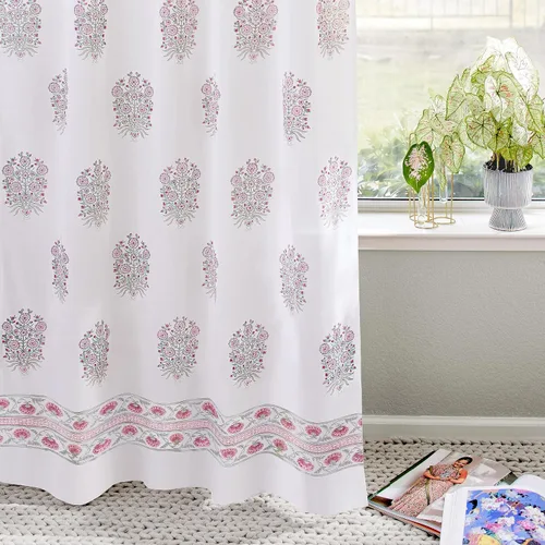 Vista 15 de Panel de cortina transparente blanco y dorado con alzapaños, 100% gasa de algodón, con pestaña superior o bolsillo para barra para decoración
