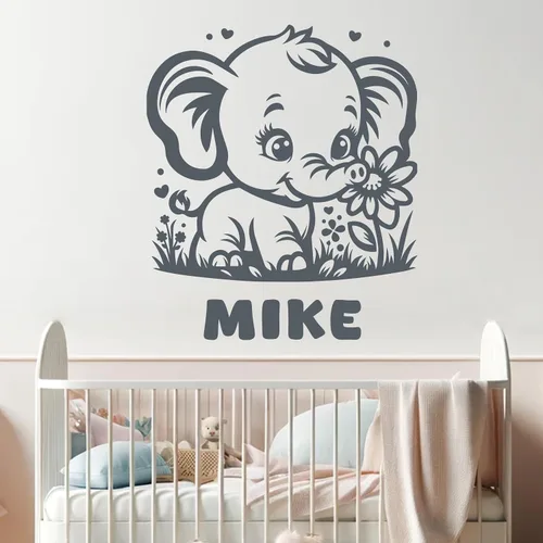 Vista 14 de Calcomanías de pared de animales, calcomanías personalizables con nombre de bebé y decoración de animales del bosque, calcomanías de pared
