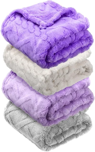 Vista 12 de VitalCozy Juego de 4 Mantas de Felpa Suave para Bebé 30" x 40" 3D de Peluche Cálido Mantas de Envoltura para Dormitorio para Niños Pequeños, Niñas