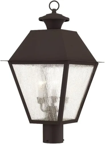 Vista 10 de Livex Lighting 2169-04 Mansfield - Cabezal de poste para exteriores con 3 luces, color negro