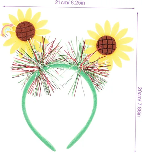 Vista 4 de KJHBV Diadema de girasol para niñas, accesorios para el cabello, guirnalda de decoración para niñas, accesorios de decoración para el cabello