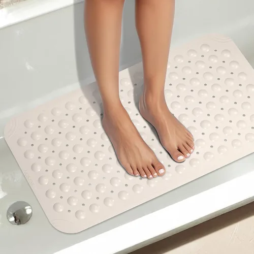 Vista 8 de Tapetes de ducha antideslizantes para ducha interior, de 15 x 27.5 pulgadas, tapete de bañera de elastómero termoplástico antideslizante para bañera