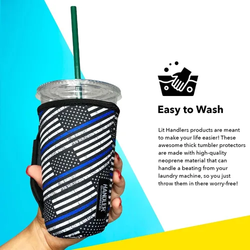 Vista 9 de Drink Handlers - Manipulador de vasos y tazas de café de 16 a 20 onzas Cuadros rojos con leopardo