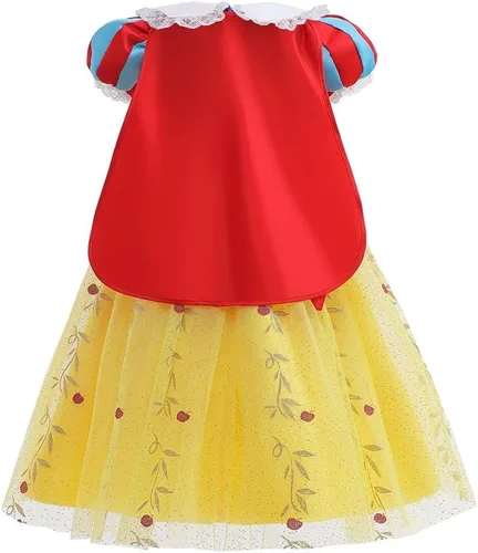 Vista 27 de HIHCBF Disfraz de princesa blanca como la nieve para niñas, cumpleaños, Navidad, Halloween, carnaval (con accesorios)