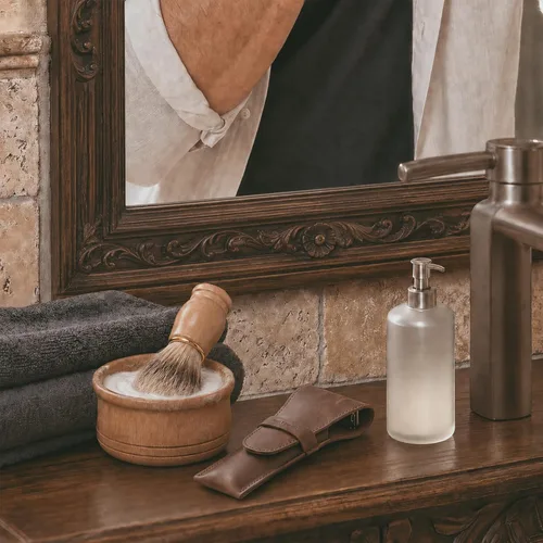 Vista 6 de Hide & Drink, Estuche de cuero para maquinilla de afeitar de seguridad, accesorios de afeitado, artículos esenciales para el cuidado personal, hecho
