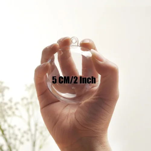 Vista 2 de Juego de 40 bolas rellenables de plástico transparente de 2 pulgadas, pequeñas bolas rellenables de Navidad, adornos transparentes a granel