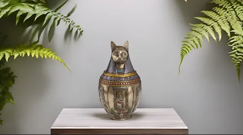 Vista 3 de Urna conmemorativa de gato bastet egipcio raro