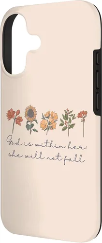 Vista 2 de God is Within Her She Will Not Fall Psalms 46:5 Boho Flowers Case for iPhone 17