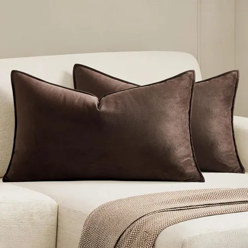 Vista 41 de MIULEE Paquete de 2 fundas de cojín decorativas de terciopelo suave, cuadradas, unicolor, para sofá, dormitorio, automóvil, 16 x 16 pulgadas