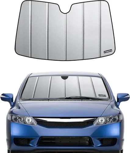 Vista 9 de Pigenius Parasol para parabrisas Honda Civic Sedan 2006-2011, acabado plateado metálico