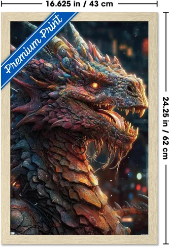 Vista 3 de Trends International Wumples - Dragon Wall Poster, 22.4L x 14.7W, Blonde Framed Version