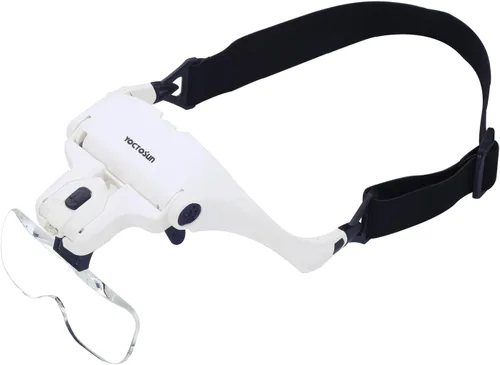 Vista 2 de YOCTOSUN Lupa Montable para Cabeza con 2 LED, Lupa Profesional de Joyero con Soporte de Luz y Diadema Intercambiables