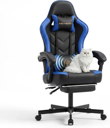 Vista 14 de Silla de escritorio para juegos para computadora, silla de oficina ergonómica de respaldo alto con reposapiés y soporte lumbar, sillas giratorias