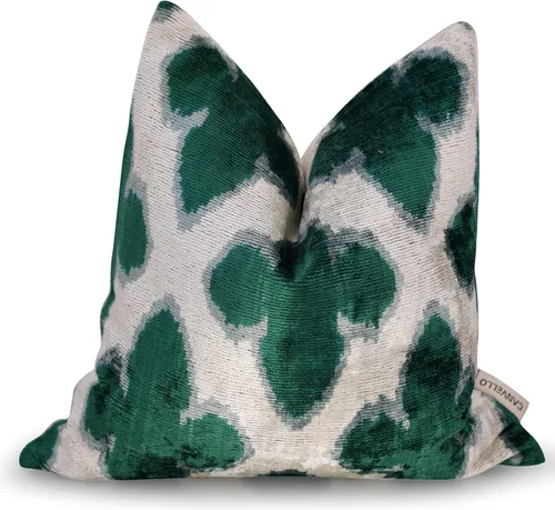 Vista 3 de CANVELLO -Exquisita almohada de plumón/cojín: almohadas de plumas elegancia y arte Almohadas icónicas con diseño Ikat Seda de terciopelo suave
