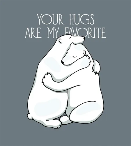 Vista 2 de Ambesonne Juego de funda de edredón con temática de San Valentín, con texto en inglés "Your Hugs with Hugging Arctic Polar Animals Romance", juego