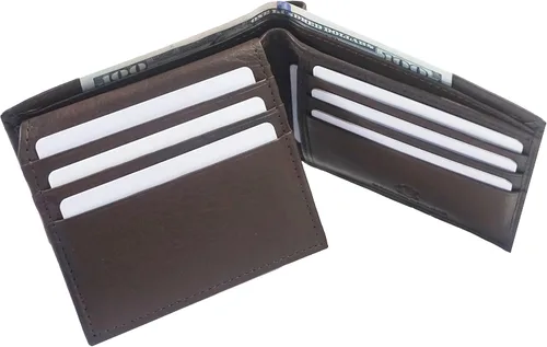 Vista 2 de Cartera para hombre con bloqueo RFID, funda para tarjetas de crédito, cuero de vaca marrón