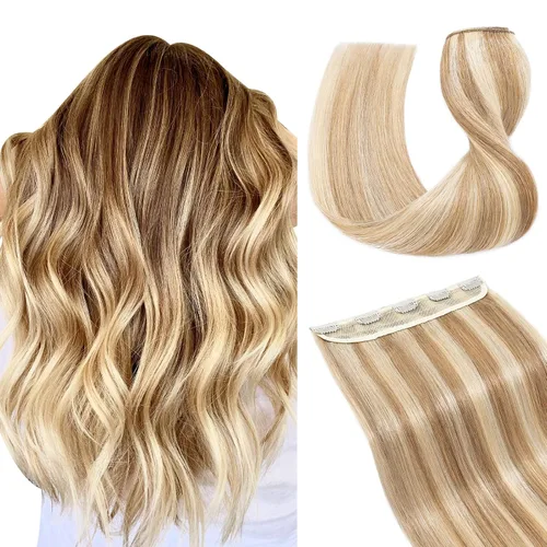 Vista 42 de Extensiones de cabello con clip, cabello humano Remy, extensiones de cabello largo lacio de una pieza con 5 clips, con gancho para colgar