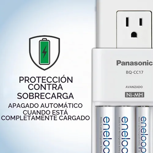 Vista 5 de Cargador de batería avanzado individual Panasonic Eneloop con 4 luces led que indican la carga BQ-CC17 Blanco