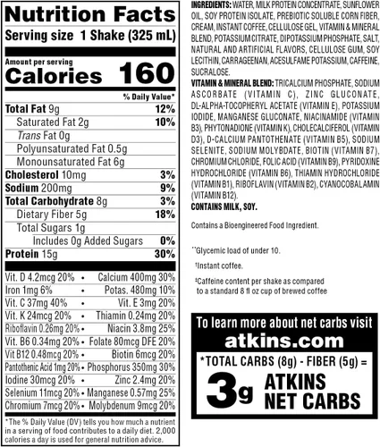 Vista 6 de Atkins Paquete de batido de proteína de chocolate con leche y caramelo café (12 + 12 unidades)