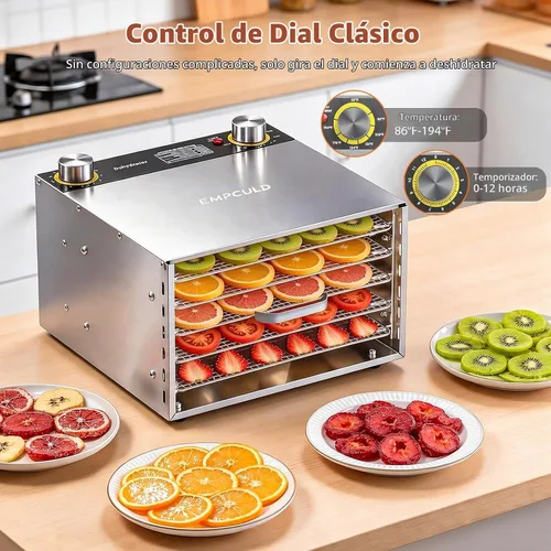 Vista 4 de Deshidratador de alimentos, 5 bandejas de acero inoxidable, temperatura de Plateado