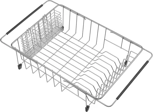 Vista 10 de SANNO Escurridor de platos con soporte para utensilios de acero inoxidable, escurridor grande para platos, estante expandible para fregadero o sobre