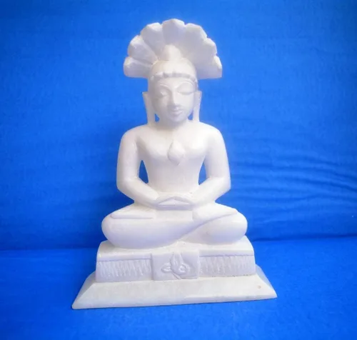 Vista 2 de Marble Jain Tirthankar Parshwanath Murti 7inch Deidad Bhagwan Parshwanath Ídolo Estatuas religiosas Parsva, Paras Murti Pragatprabhavi Chintamani