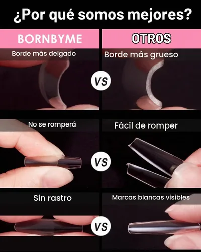 Vista 6 de Puntas de uñas cortas cuadradas francesas, BORNBYME 120 piezas de uñas postizas transparentes, puntas de uñas acrílicas, puntas de uñas de cubierta