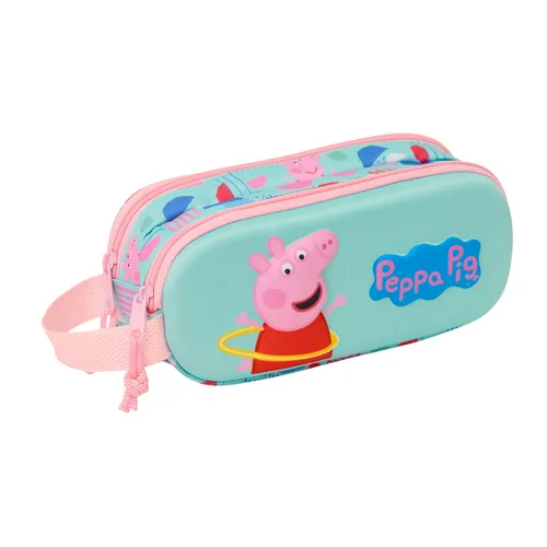 Vista 2 de Portatodo Doble Peppa Pig Verde Rosa 21 x 8 x 6 cm 3D