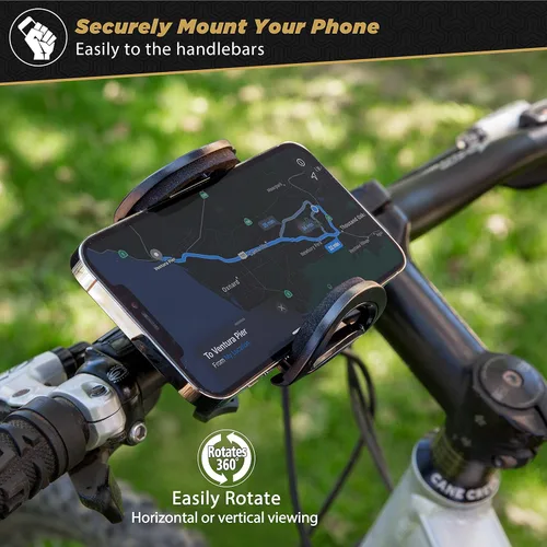 Vista 3 de Scosche HFBM01 Handleit Soporte de teléfono para manillar de bicicleta con soporte universal para dispositivos móviles compatibles, ajustable