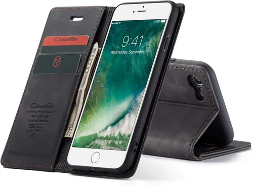 Vista 3 de SINIANL Funda para iPhone 7/8, funda de cuero tipo billetera con tarjetero cierre magnético Kickstand a prueba de golpes fundas protectoras