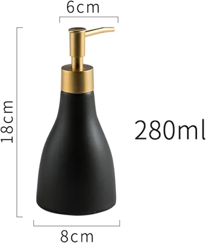 Vista 2 de Dispensador de jabón dispensador de jabón de cocina negro/blanco/gris/caqui y dorado, dispensador de líquido de loción de cerámica, jabonera