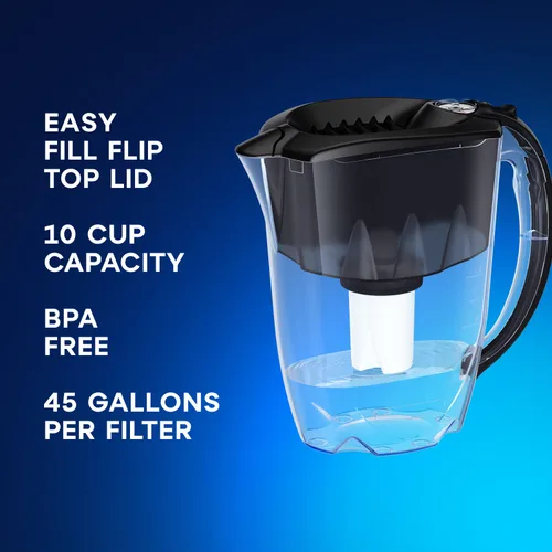 Vista 2 de AQUAPHOR - Jarra con filtro de agua ideal de 7 tazas con 1 filtro B15 - Negro