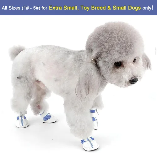 Vista 3 de Zunea - Zapatos para perros pequeños para pavimento caliente, botas de verano de malla transpirable para cachorros Anti-Slip Sole, Adjustable
