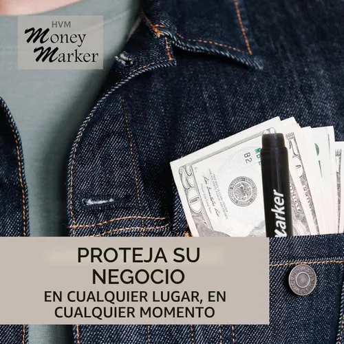 Vista 4 de Marcador para dinero, pluma detectora de billetes falsos con punta mejorada, universal, set de 5 unidades. Marcador de dinero con punta de cincel